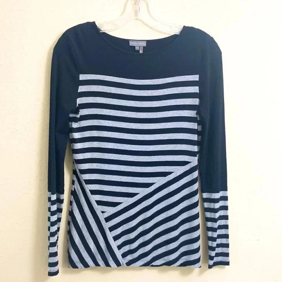 Vince Camuto Stripe Tee Blouse Color Block - Picture 1 of 9